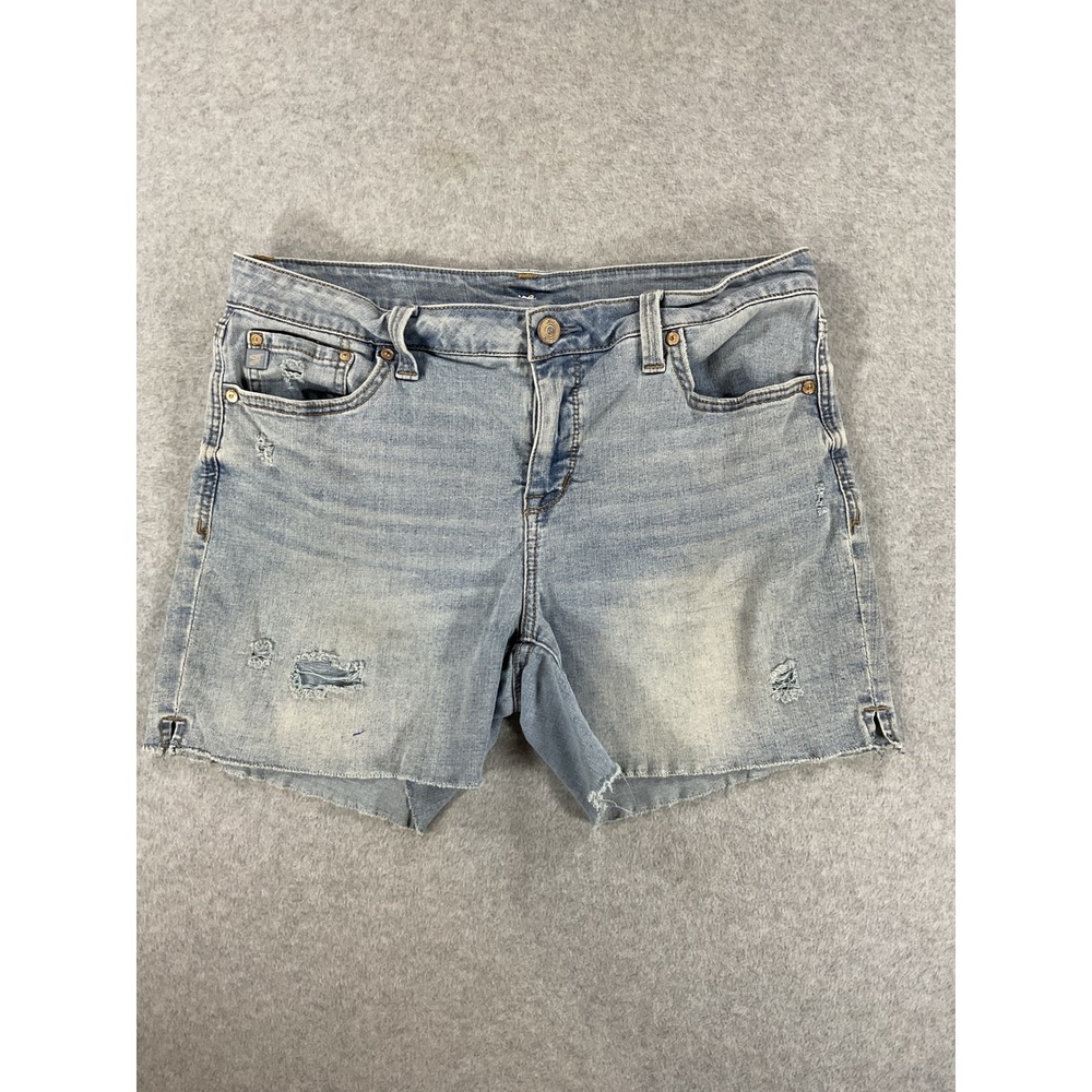 Seven7 Women Distressed Denim Shorts Light Wash Tiana Raw Hem Size 8 2520